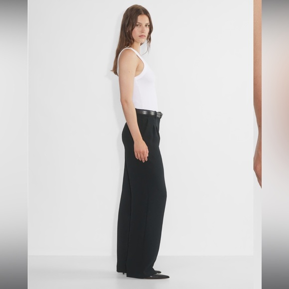 Wilfred Aritzia Effortless Pant Crepe Trousers Crepette Black Pleated Pants 00 - Picture 2 of 9